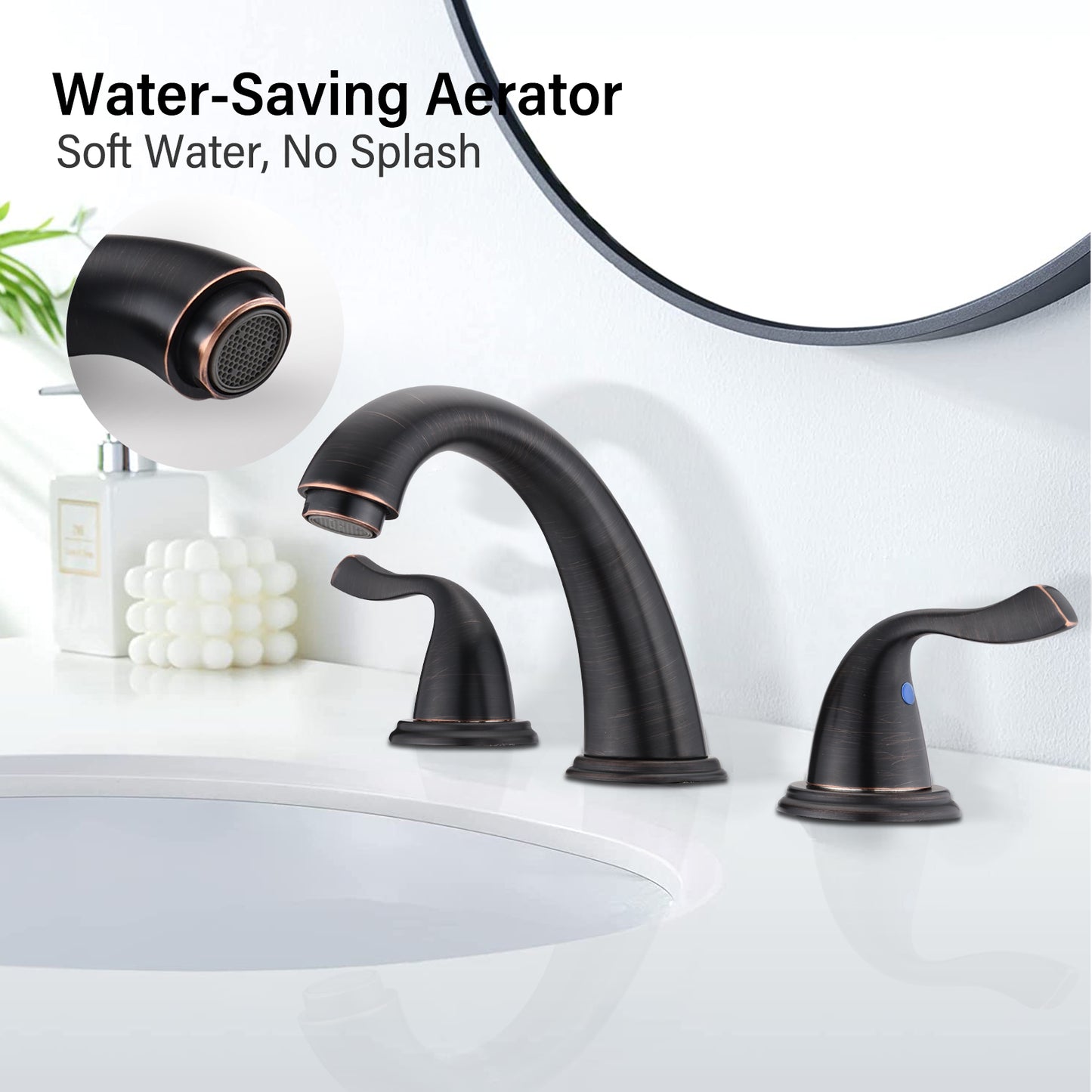 8-Inch Bathroom Widespread Three Hole Sink Faucet, Two Handles With Pop-up Drain, Oil Rubbed Bronze