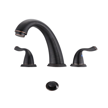 8-Inch Bathroom Widespread Three Hole Sink Faucet, Two Handles With Pop-up Drain, Oil Rubbed Bronze