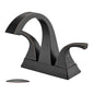 Solid Brass Matte Black 4-Inch Centerset Bathroom Sink Faucet, Two-Handle Vanity Faucet with Pop-Up Drain