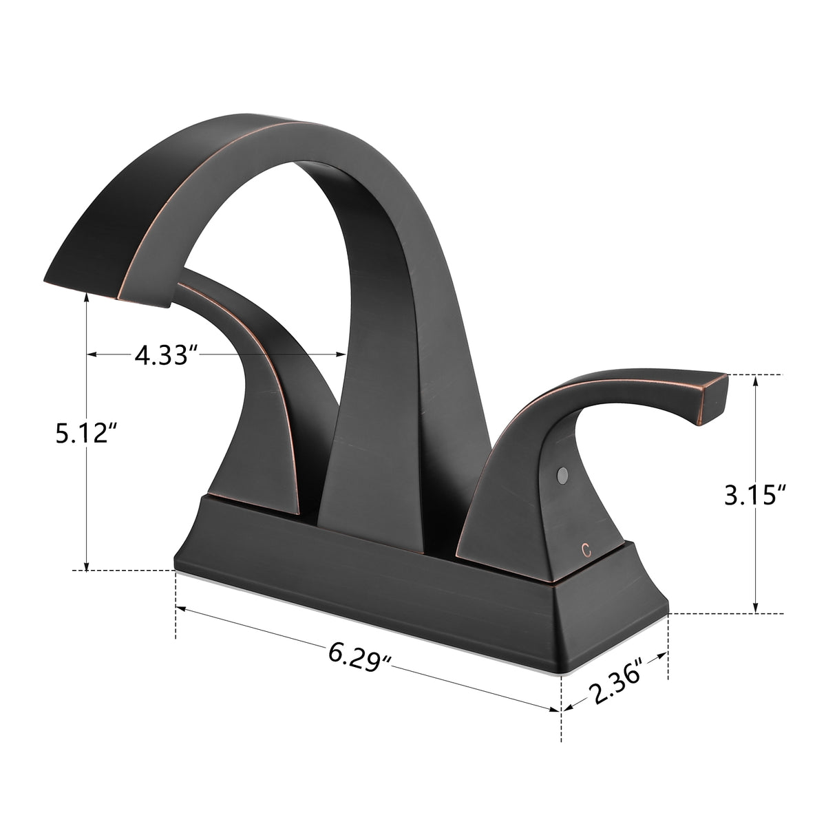 Solid Brass Matte Black 4-Inch Centerset Bathroom Sink Faucet, Two-Handle Vanity Faucet with Pop-Up Drain