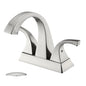 Solid Brass Brushed Nickel 4-Inch Centerset Bathroom Sink Faucet, Two-Handle Vanity Faucet with Pop-Up Drain