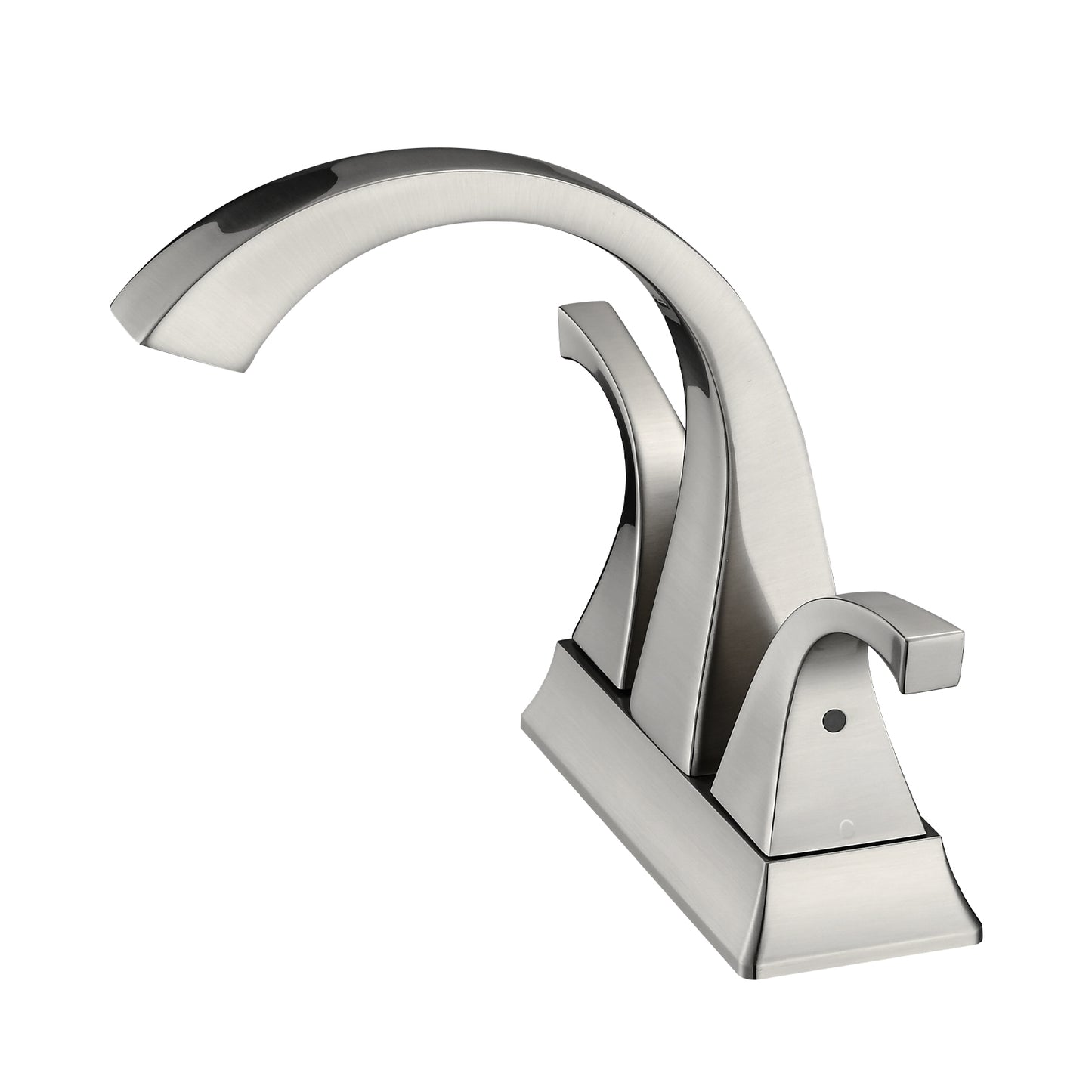 Solid Brass Brushed Nickel 4-Inch Centerset Bathroom Sink Faucet, Two-Handle Vanity Faucet with Pop-Up Drain