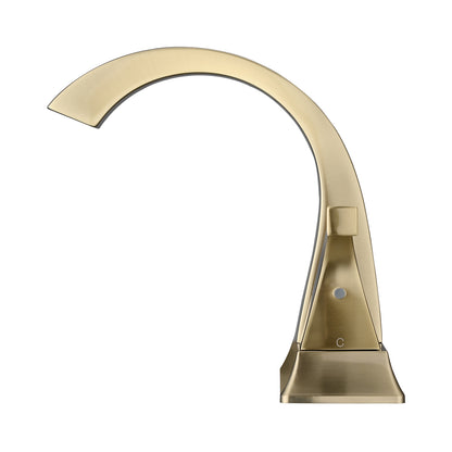 Solid Brass Brushed Gold 4-Inch Centerset Bathroom Sink Faucet, Two-Handle Vanity Faucet with Pop-Up Drain