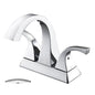 Solid Brass Chrome 4-Inch Centerset Bathroom Sink Faucet, Two-Handle Vanity Faucet with Pop-Up Drain