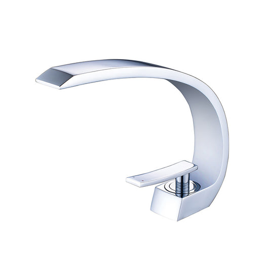 Solid Brass Chrome Bathroom Sink Faucet, Modern Single Handle Single-Hole Vanity Faucet