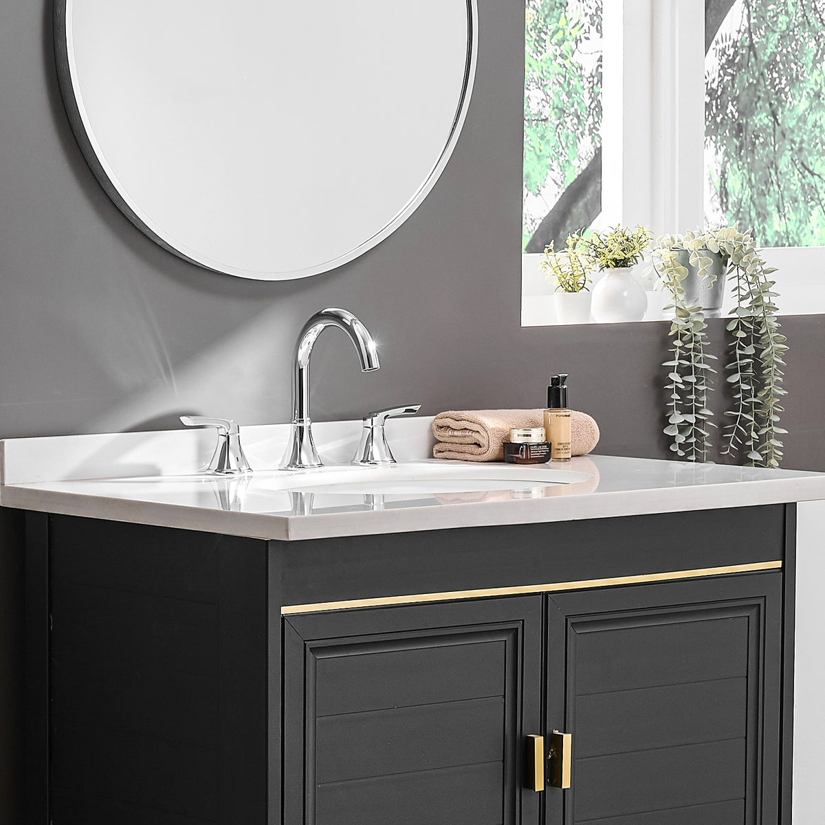 8-Inch Widespread Chrome Bathroom Sink Faucet, Stainless Steel 2-Handle 3-Hole Vanity Faucet with Pop-Up Drain Included