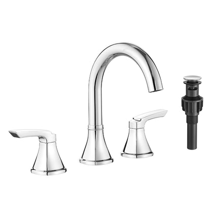 8-Inch Widespread Chrome Bathroom Sink Faucet, Stainless Steel 2-Handle 3-Hole Vanity Faucet with Pop-Up Drain Included