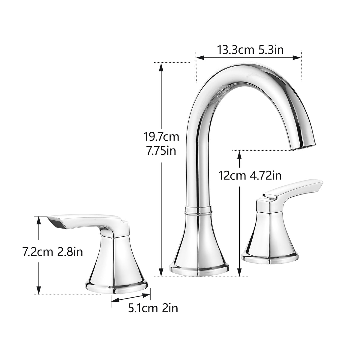 8-Inch Widespread Chrome Bathroom Sink Faucet, Stainless Steel 2-Handle 3-Hole Vanity Faucet with Pop-Up Drain Included