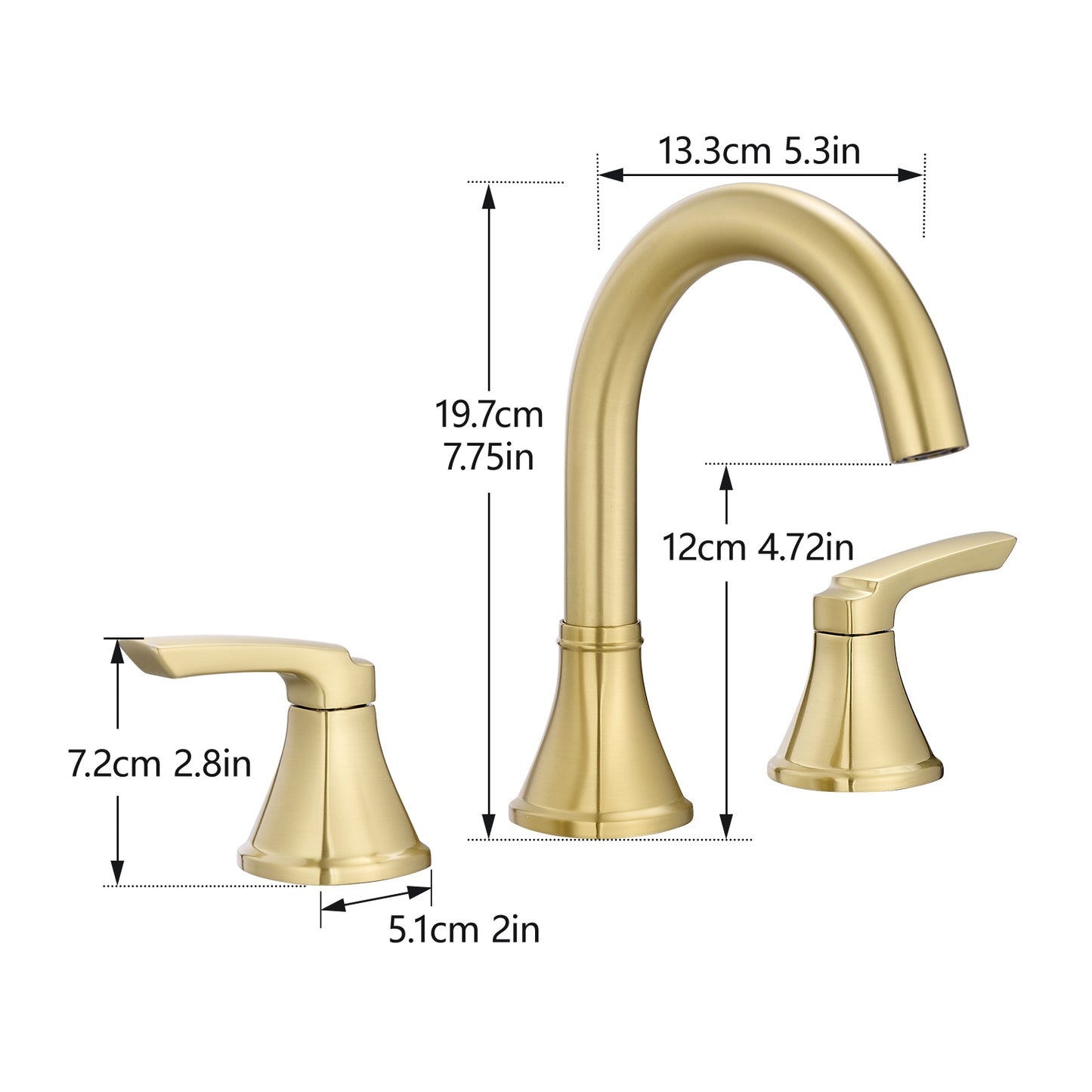 8-Inch Widespread Brushed Gold Bathroom Sink Faucet, Stainless Steel 2-Handle 3-Hole Vanity Faucet with Pop-Up Drain Included