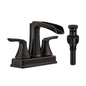 Solid Brass Oil-Rubbed Bronze 4-Inch Centerset Bathroom Sink Faucet, Two-Handle Waterfall Faucet with 360° Swivel Spout & Pop-Up Drain