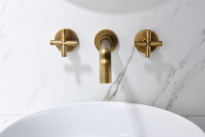 Bronze Wall Mount Bathroom Sink Faucet, Solid Brass 2-Handle Bathroom Vanity Faucet