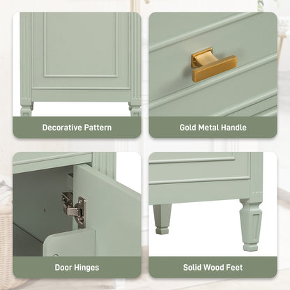 20" Bathroom Vanity with Sink, Small Freestanding Bathroom Vanity Cabinet with Tilt-Out Drawer & Adjustable Shelf, Soft Close Door, Gold Knobs,Green