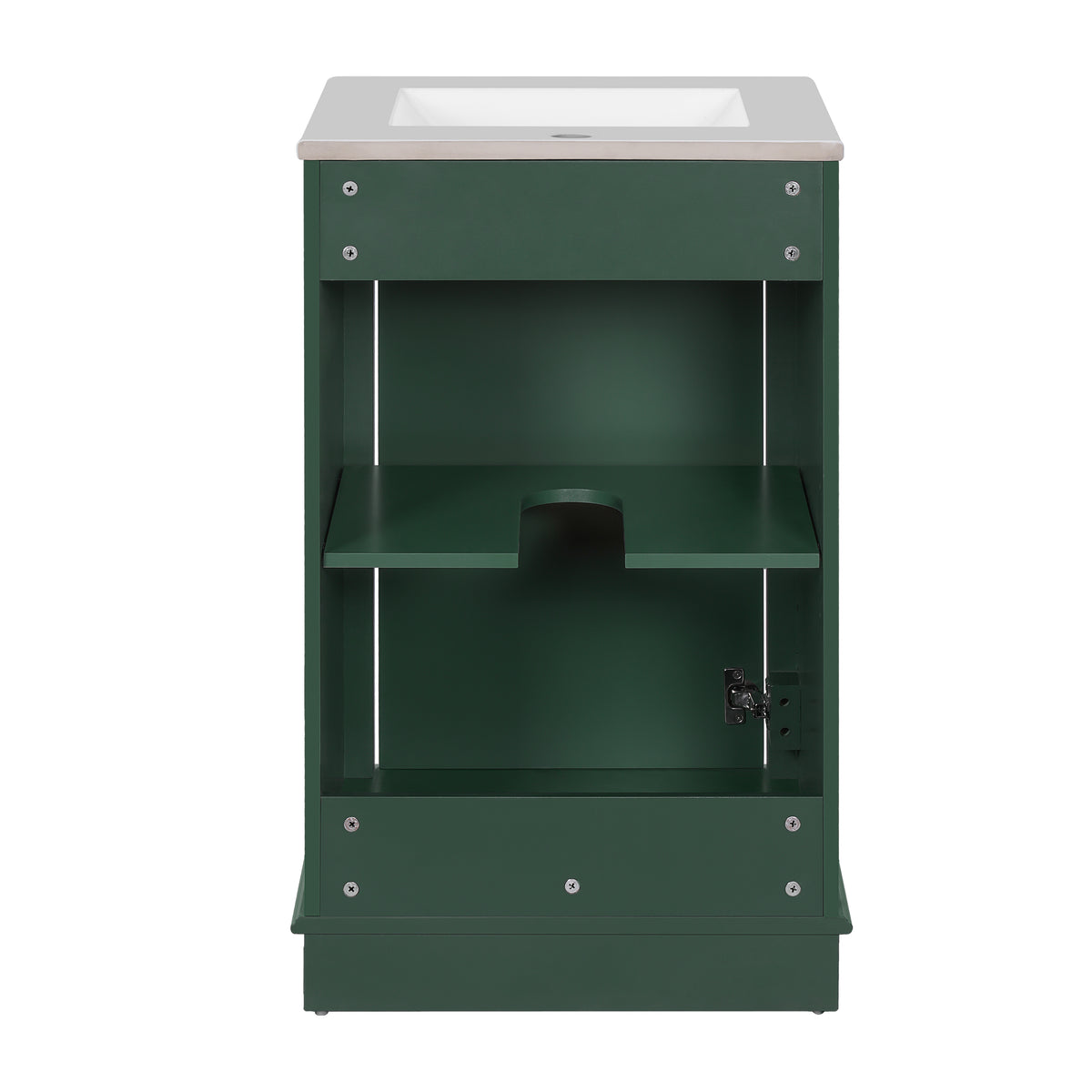 20" Shaker Style Bathroom Vanity with Sink, Small Bathroom Vanity Cabinet with Integrated Ceramic Sink, Soft Close Door, Solid Wood & MDF,Green