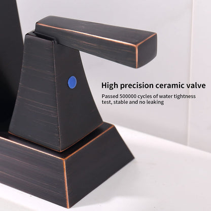 Bathroom Widespread Three Hole Sink Faucet Oil Rubbed Bronze Two Handles With Pop-up Drain T3177P277477