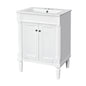 24" Bathroom Vanity with Sink, Modern Bathroom Vanity Cabinet with Enclosed Storage Door, 32mm Faucet Hole Ceramic Basin, Easy Assembly,White