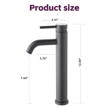 Bathroom Single Hole Vessel Sink Faucet Matte Black Single Handle W1224P206884