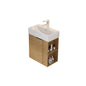 21.6" Floating Bathroom Vanity with Sink, Modern Wall Mounted Bathroom Vanity with Glossy White Ceramic Sink & Countertop, Soft Close Door, Plywood Storage Cabinet,Oak