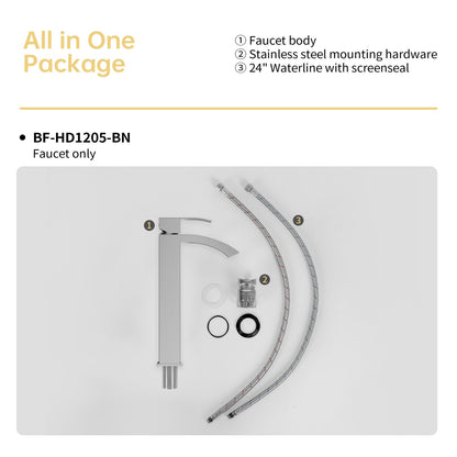 Bathroom Single Hole Vessel Sink Waterfall Faucet Brushed Nickel Single Handle B2724P262883