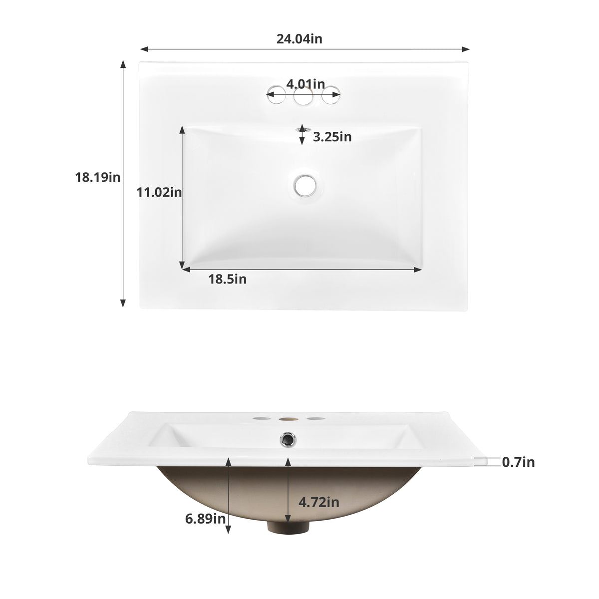 24" Bathroom Vanity with Sink, Modern Bathroom Vanity with Half-Moon Ceramic Sink for 4" Faucet, Adjustable Shelf & Painted Finish, for Small Bathroom,Green