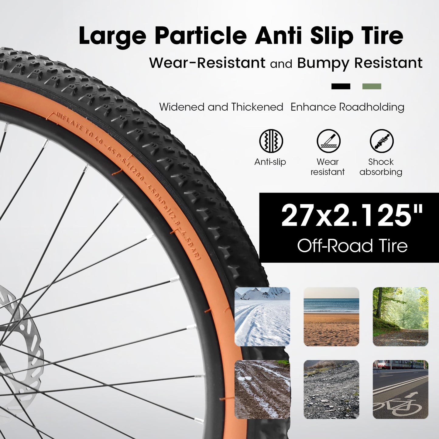 27.5 Inch Mountain Bike 21 Speed, Dual Disc Brake, Front shock absorption, For Women Men,15% Assembly Required