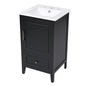 20" Bathroom Vanity with Sink, Half-Moon Ceramic Sink Basin with 3-Hole Faucet Mount, Bathroom Storage Cabinet with Drawer & Door Rack, Retro Gold Handle, Black
