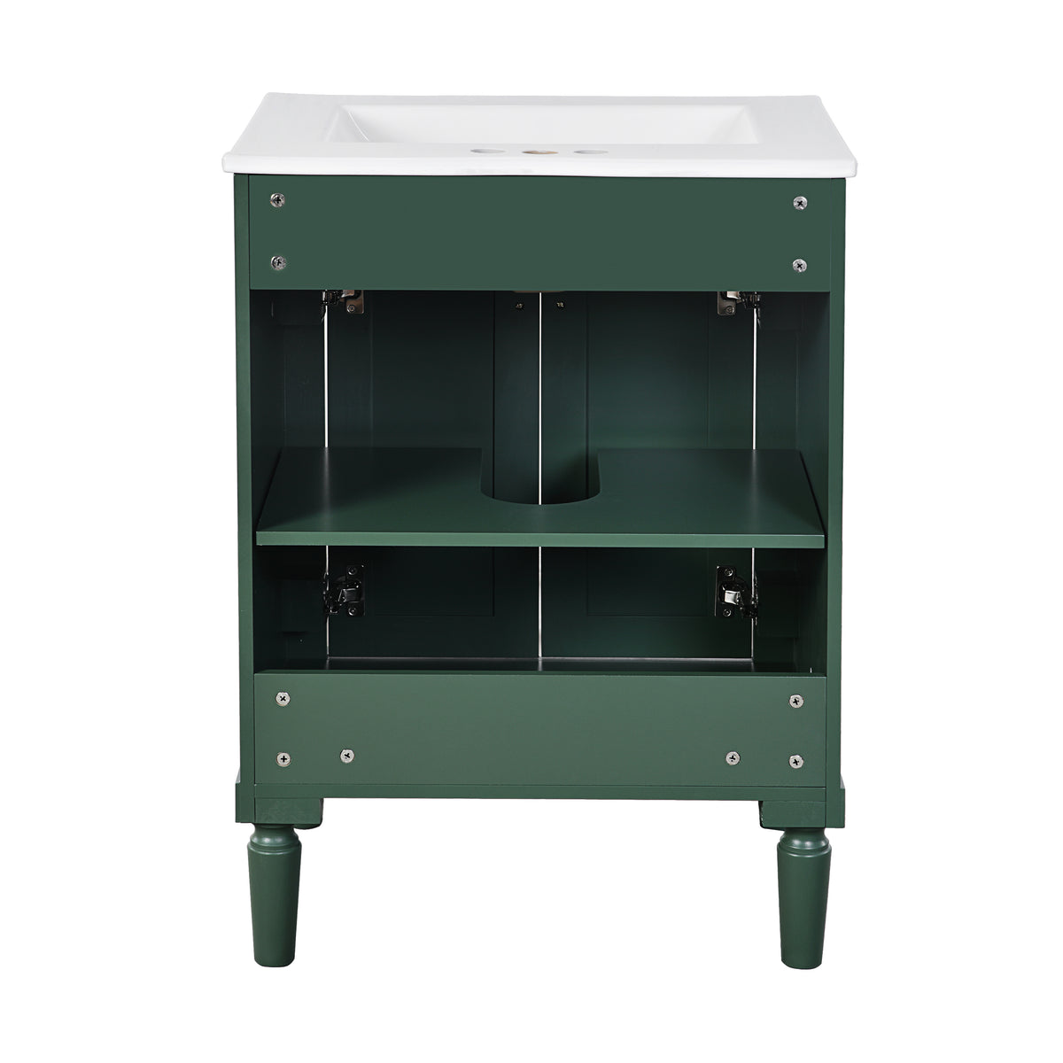 24" Bathroom Vanity with Sink, Modern Bathroom Vanity Cabinet with Enclosed Storage Door, 32mm Faucet Hole Ceramic Basin, Easy Assembly,Green