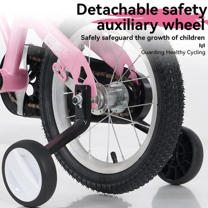 16 Inch kids bike with training wheels,stand Adjustable saddle Suitable for boys and girls aged 4-8 years tall Height 41-53 inch