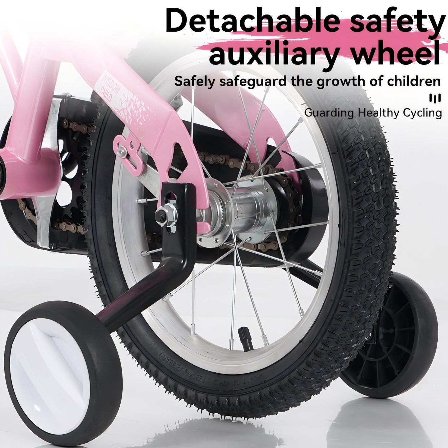 18 inch kids bike with training wheels,stand Adjustable saddle Suitable for boys and girls aged 5-10 years, tall Height 45-57 inch