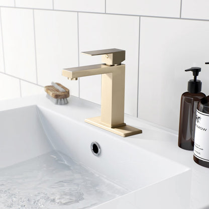Bathroom Single Hole or Three Hole Sink Faucet Brushed Gold Single Handle With Pop-up Drain W1224P195904