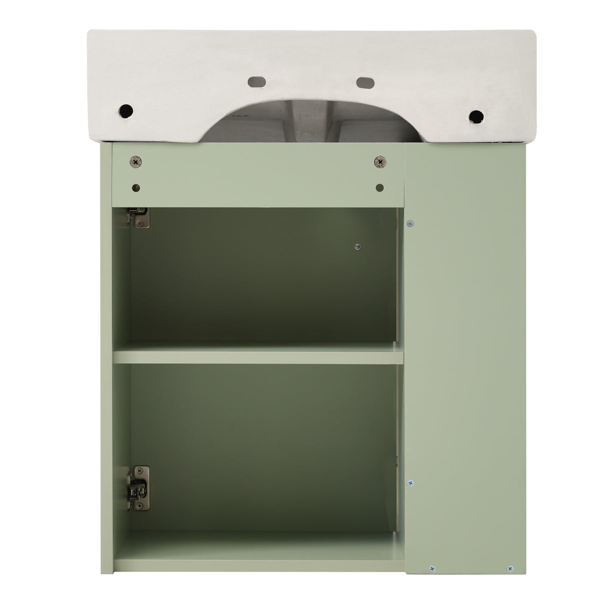 21.6" Floating Bathroom Vanity with Sink, Slim Wall Mounted Bathroom Vanity with Ceramic Basin & Overflow, Wave Pattern Door with Rose Gold Handle, Soft Close Door,Green