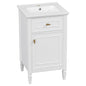 20" Bathroom Vanity with Sink, Small Freestanding Bathroom Vanity Cabinet with Tilt-Out Drawer & Adjustable Shelf, Soft Close Door, Gold Knobs,White