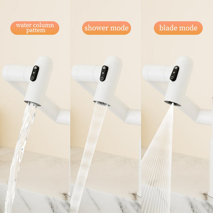 Bathroom Single Hole Sink Faucet White Two Handles Rotable Spout W1217P214946