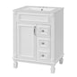 24" Bathroom Vanity with Sink, French Style Bathroom Vanity with 2 Deep Drawers & Adjustable Shelf, Ceramic Sink for 4-Inch Faucet, Soft Close Door,White