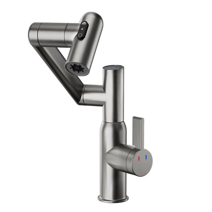 Bathroom Single Hole Sink Faucet Grey Two Handles Rotable Spout W1217P214939