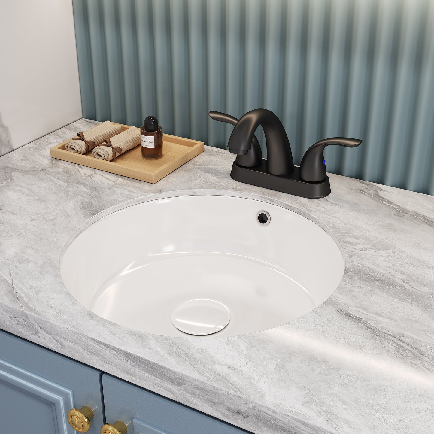 Bathroom Centerset Sink Faucet Matte Black Double Handles B2724P262918
