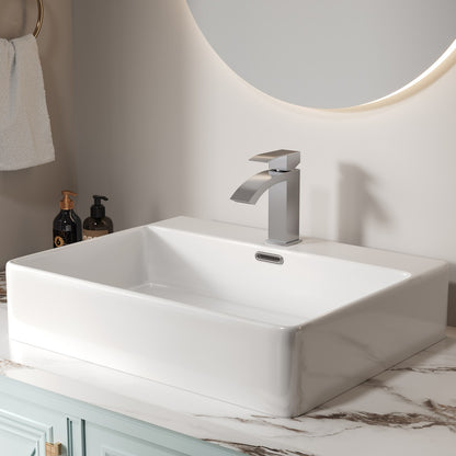 Bathroom Single Hole Sink Waterfall Faucet Brushed Nickel Single Handle B2724P262879