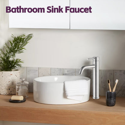 Bathroom Single Hole Vessel Sink Faucet Brushed Nickel Single Handle W1224P206882