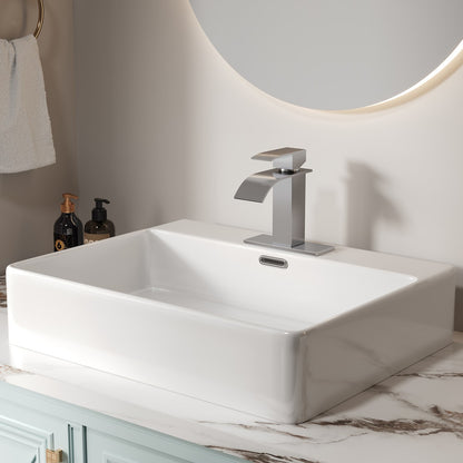 Bathroom Single Hole or Three Hole Sink Faucet Brushed Nickel Single Handle With Deck Plate B2724P257531