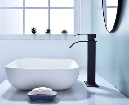 Bathroom Single Hole or Three Hole Vessel Sink Faucet Matte Black Single Handle With Deck Plate and Pop-up Drain W928P225251