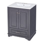 24" Bathroom Vanity with Sink, Modern Bathroom Vanity with White Ceramic Sink & Drawer, 3-Level Adjustable Shelf, Solid Wood Frame, for Small Bathroom,Blue Grey