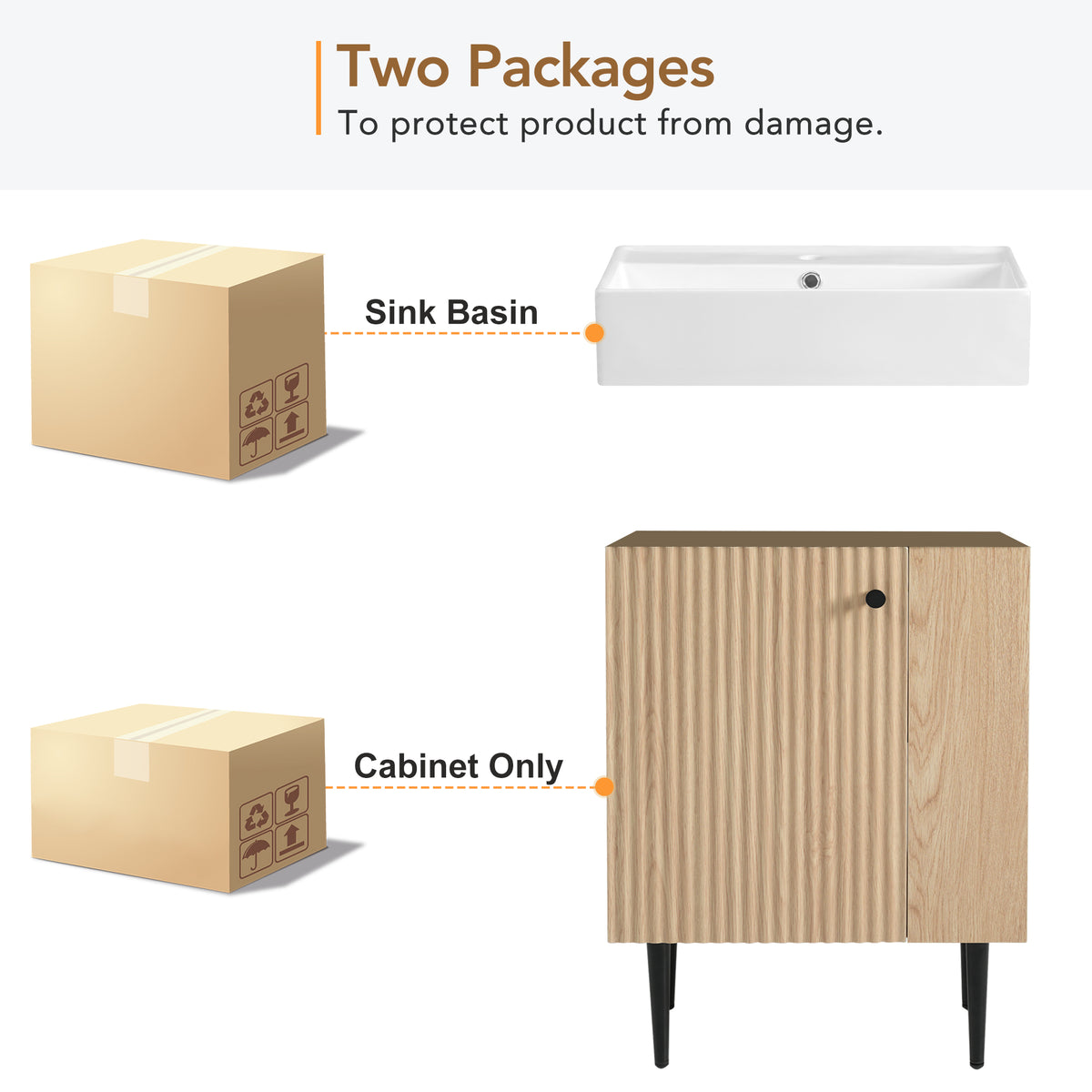 21.6" Bathroom Vanity with Sink, Slim Freestanding Bathroom Vanity Cabinet with Ceramic Sink & Overflow, Gold Metal Legs, Soft Close Door, for Small Bathroom,,Wood