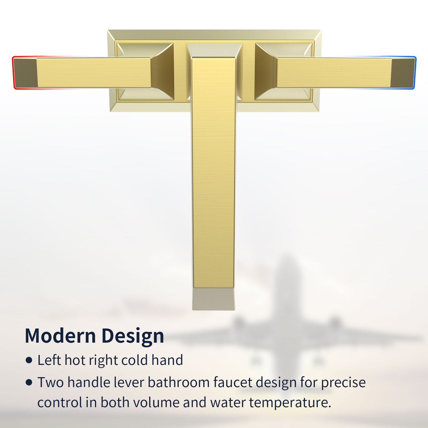 Bathroom Widespread Three Hole Sink Faucet Brushed Gold Two Handles With Pop-up Drain T3177P277483