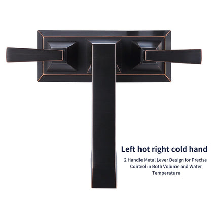 Bathroom Widespread Three Hole Sink Faucet Oil Rubbed Bronze Two Handles With Pop-up Drain T3177P277477