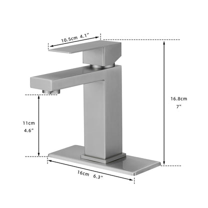 Bathroom Single Hole or Three Hole Sink Faucet Brushed Nickel Single Handle With Deck Plate and Pop-up Drain W1932P182997