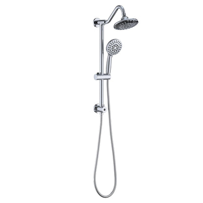 Chrome Shower Bathroom Head and Handheld Showerhead Combo Shower System with Drill-Free slider bar, 5 jets Top Shower and 6 jets handheld shower