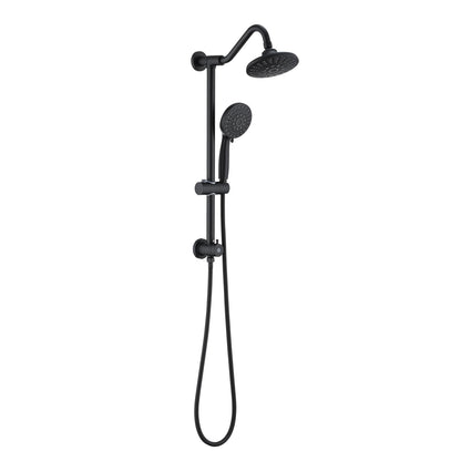 Matte Black Bathroom Shower Head and Handheld Showerhead Combo Shower System with Drill-Free slider bar, 5 jets Top Shower and 6 jets handheld shower