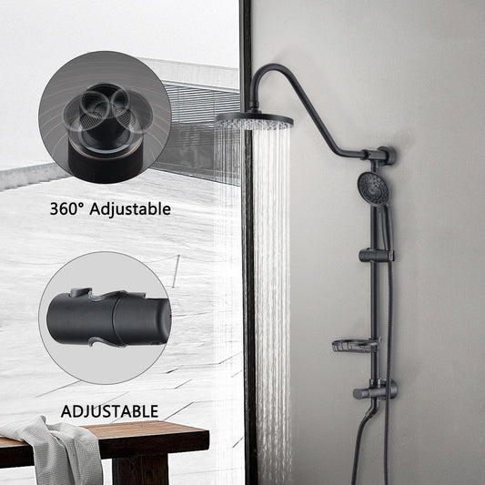 Oil-Rubbed Bronze Bathroom Shower Head and Handheld Showerhead Combo Shower System, 8 inch Top Shower and 5 jets handheld shower, soap dish included