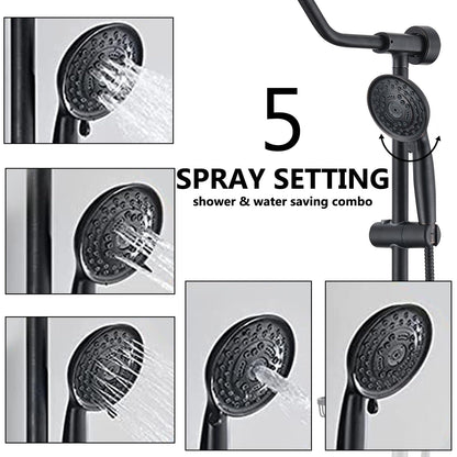 Oil-Rubbed Bronze Bathroom Shower Head and Handheld Showerhead Combo Shower System, 8 inch Top Shower and 5 jets handheld shower, soap dish included