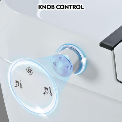 12 Inch Rough In Size Smart Toilet with Soft close Elongated Seat , Heated Seat, Foot Sensor Flush, Water-Saving Powerful Flush, Tankless Toilet with Bidet no Nozzle, Knob Control, Night Light