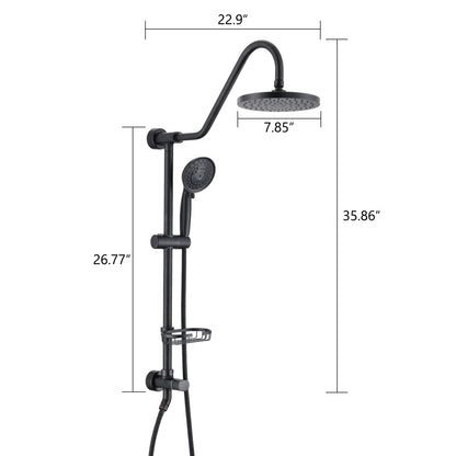 Oil-Rubbed Bronze Bathroom Shower Head and Handheld Showerhead Combo Shower System, 8 inch Top Shower and 5 jets handheld shower, soap dish included